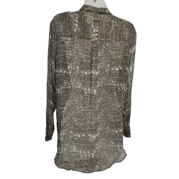 Equipment Femme Silk Snake Print Shirt Blouse Button Front Medium Brown Gray - Picture 2 of 11